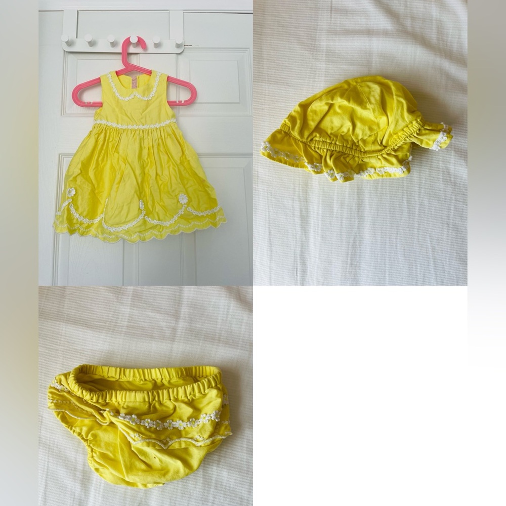 M&S Marks and Spencer three piece set size 6-9m yellow daisy dress